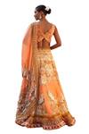 Ankur J_Orange Habutai Silk Printed Combination V-neck Floral Mix Lehenga Set _Online