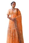 Shop_Ankur J_Orange Habutai Silk Printed Combination Embellished Anarkali With Dupatta _Online_at_Aza_Fashions