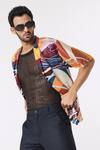 Shop_Dark Hour_Multi Color Cotton Satin Digital Printed Abstract Half Sleeve Shirt _at_Aza_Fashions