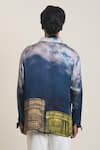Shop_Dark Hour_Blue Bemberg Satin Printed Shirt _at_Aza_Fashions