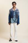 Dark Hour_Blue Bemberg Satin Printed Shirt _Online_at_Aza_Fashions