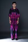 Shop_Dark Hour_Black Modal Satin Printed Abstract Shirt And Pant Set _at_Aza_Fashions