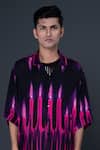 Dark Hour_Black Modal Satin Printed Abstract Shirt And Pant Set _Online_at_Aza_Fashions