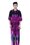 Shop_Dark Hour_Black Modal Satin Printed Abstract Shirt And Pant Set _Online_at_Aza_Fashions