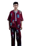 Buy_Dark Hour_Maroon Cotton Satin Print Tarot Card Pant _Online_at_Aza_Fashions