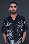 Dark Hour_Black 100% Silk Print Astrology Space Shirt _Online_at_Aza_Fashions