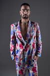 Dark Hour_Multi Color 100% Cotton Suiting Print Flower Vine Jacket With Pant _at_Aza_Fashions