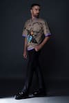 Shop_Dark Hour_Beige Cotton Satin Print Abstract Bug Shirt _Online_at_Aza_Fashions