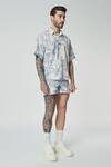 Dark Hour_Off White Cotton Print Floral Toile De Jouy Shirt With Shorts _Online_at_Aza_Fashions