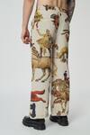 Dark Hour_Beige Handloom Cotton Print Circus Inspired Pant _Online_at_Aza_Fashions