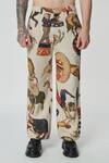 Buy_Dark Hour_Beige Handloom Cotton Print Circus Inspired Pant _Online_at_Aza_Fashions