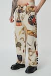 Shop_Dark Hour_Beige Handloom Cotton Print Circus Inspired Pant _Online_at_Aza_Fashions