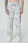 Dark Hour_Off White Cotton Print Toile De Jouy Shacket With Pant _Online_at_Aza_Fashions