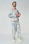 Dark Hour_Off White Cotton Print Toile De Jouy Shacket With Pant _at_Aza_Fashions