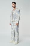 Dark Hour_Off White Cotton Print Toile De Jouy Shacket _at_Aza_Fashions