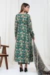 Shop_Yuvrani Jaipur_Green Chanderi Organza Print Floral Round Kurta And Pant Set _at_Aza_Fashions