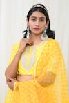 Yuvrani Jaipur_Yellow Chanderi Organza Print Floral Paisley Embroidered Blouse And Lehenga Set _at_Aza_Fashions