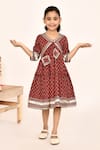 Samyukta Singhania_Maroon Cotton Printed Floral Dress _Online_at_Aza_Fashions