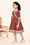 Samyukta Singhania_Maroon Cotton Printed Floral Dress _at_Aza_Fashions