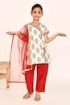 Shop_Samyukta Singhania_Off White Kurta And Pant Cotton Printed Buta Set _Online_at_Aza_Fashions