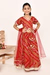 Buy_Samyukta Singhania_Red Lehenga And Blouse Polyester Printed Bandhani Set _at_Aza_Fashions