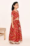 Samyukta Singhania_Red Lehenga And Blouse Polyester Printed Bandhani Set _at_Aza_Fashions