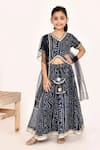 Buy_Petite Pomme_Blue Polyester, Net Tassels, Lace Bandhani Print Lehenga Blouse Set _at_Aza_Fashions