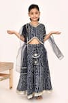 Buy_Petite Pomme_Blue Polyester, Net Tassels, Lace Bandhani Print Lehenga Blouse Set _Online_at_Aza_Fashions