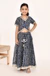 Shop_Petite Pomme_Blue Polyester, Net Tassels, Lace Bandhani Print Lehenga Blouse Set _Online_at_Aza_Fashions