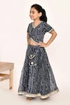 Buy_Petite Pomme_Blue Polyester, Net Tassels, Lace Bandhani Print Lehenga Blouse Set 