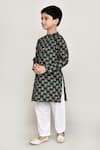 Shop_Samyukta Singhania_Green Cotton Printed Floral Long Kurta _Online_at_Aza_Fashions