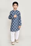 Buy_Samyukta Singhania_Blue Cotton Printed Floral Long Kurta With Pant _at_Aza_Fashions