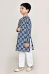 Samyukta Singhania_Blue Cotton Printed Floral Long Kurta With Pant _at_Aza_Fashions