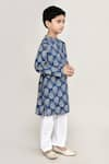 Buy_Samyukta Singhania_Blue Cotton Printed Floral Long Kurta With Pant 