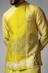 Paarsh_Green Nehru And Kurta Bam Silk Hand Embroidered Govardhan Set With Jacket _Online