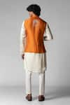 Shop_Paarsh_Orange Nehru Jacket Organza Hand Embroidered Treehouse Kurta Set With _at_Aza_Fashions