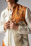 Paarsh_Orange Nehru Jacket Organza Hand Embroidered Treehouse Kurta Set With _Online