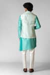 Shop_Paarsh_Blue Nehru Jacket Organza Hand Embroidered Resham Kurta Set With _at_Aza_Fashions