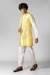 Paarsh_Yellow Nehru Jacket Organza Hand Embroidered Flying Birds Kurta Set With _at_Aza_Fashions