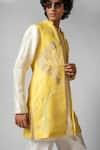 Shop_Paarsh_Yellow Nehru Jacket Organza Hand Embroidered Flying Birds Kurta Set With 