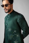 Shop_Paarsh_Green Nehru Jacket Organza Hand Embroidered Resham Maples Kurta Set With _Online_at_Aza_Fashions