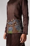 Buy_Paarsh_Brown Nehru Jacket Organza Hand Embroidered Ektar Starry Night Kurta Set With 