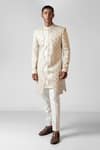 Buy_Paarsh_Ivory Achkan Linen Satin Embroidery Resham French Knots Dolce With Pant _at_Aza_Fashions