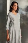 Buy_Charkhee_Grey Chanderi, Organza, Cotton Satin Embroidery Nakshi Hand Kurta Pant Set _Online_at_Aza_Fashions