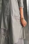 Shop_Charkhee_Grey Kurta Chanderi Hand Embroidered Nakshi Notched Scallop Hem Pant Set 