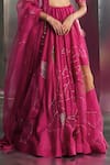 Charkhee_Pink Blouse Chanderi Hand Embroidered Nakshi Plunge Neck Lehenga Set _Online_at_Aza_Fashions