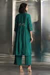 Shop_Charkhee_Green Kurta Chanderi Embellished Studs V Neck Gems Palazzo Set _at_Aza_Fashions