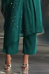 Charkhee_Green Kurta Chanderi Embellished Studs V Neck Gems Palazzo Set _Online_at_Aza_Fashions