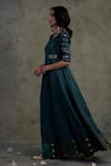 Buy_Charkhee_Blue Kurta Chanderi Embroidered Mirror Round Anarkali With Dupatta _Online_at_Aza_Fashions