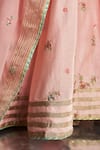 Buy_Charkhee_Pink Blouse Chanderi Embroidered Dabka Leaf Neck Zari Lace Lehenga Set 